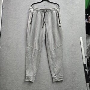 LEG3ND Men Pants L Gray Sweatpants Fleece Jogger Zipper 29" Inseam